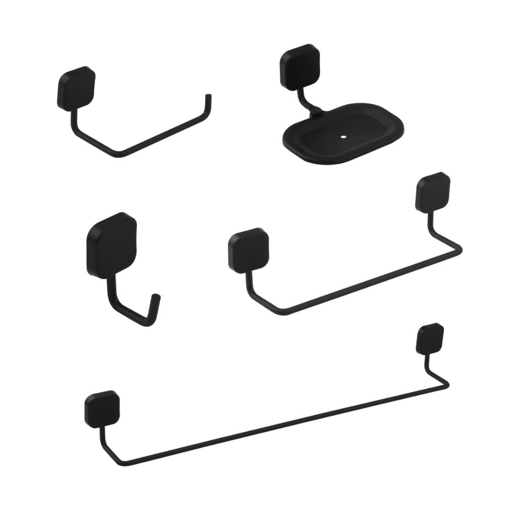 Kit Acessórios Banheiro 05 Peças Suporte Lavatório Classic Preto
