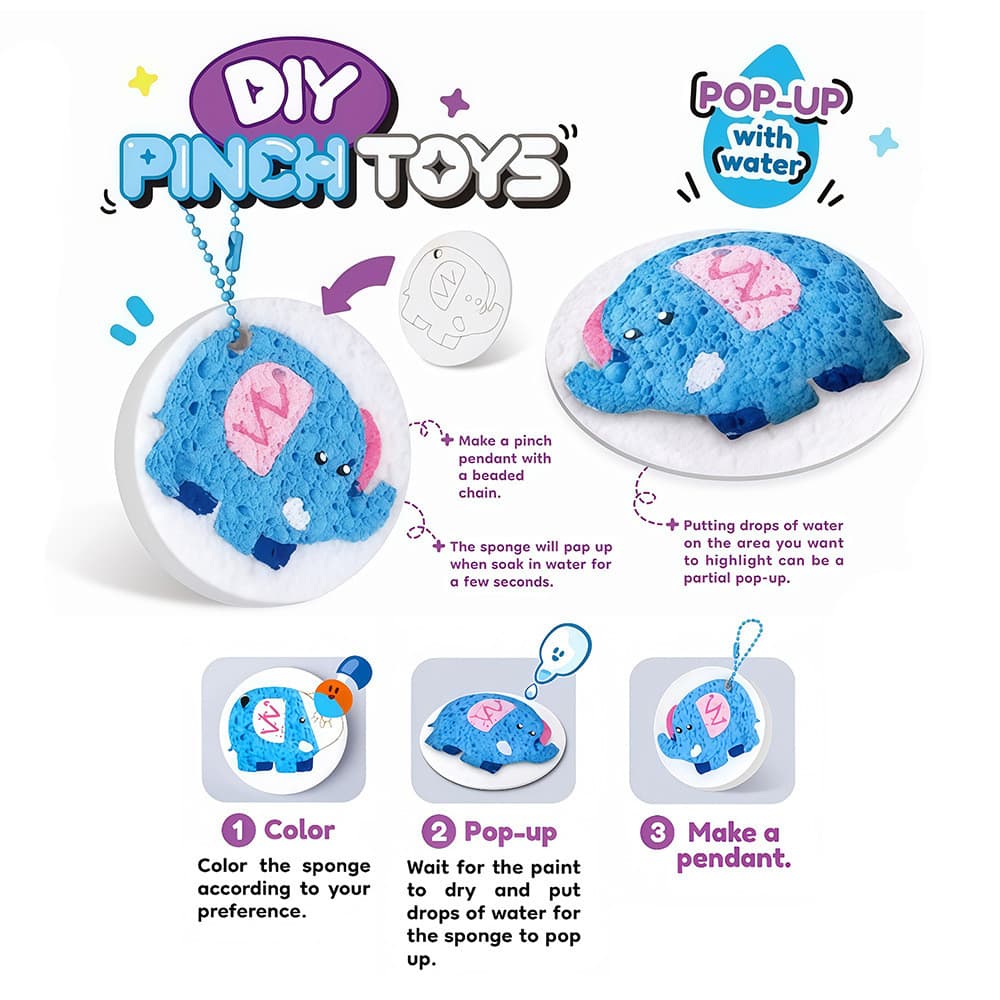 Novo brinquedo infantil de pintura e rabiscos DIY, expansível para alívio do estresse, que se expande quando molhado, br