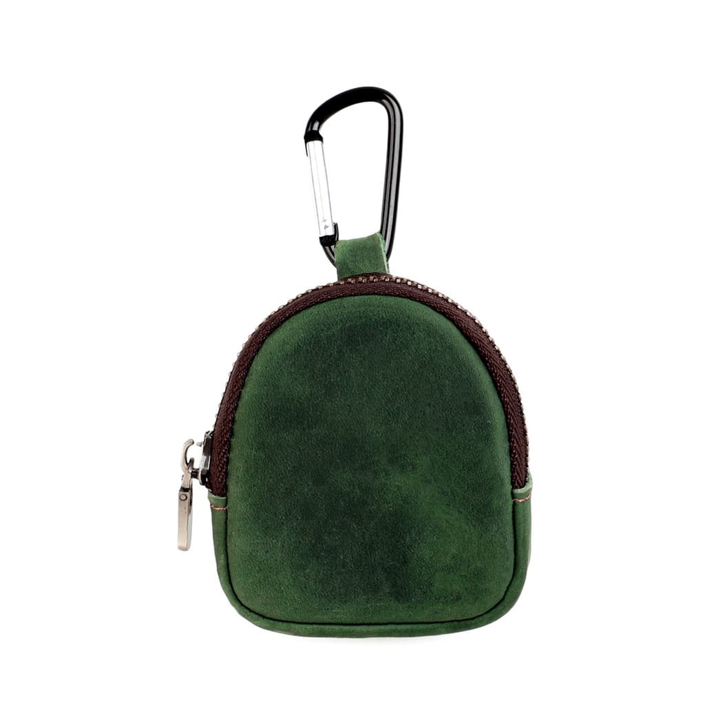 Couro amarelo novo estilo cavalo louco bolsa de moedas de couro Bluetooth fone de ouvido saco de armazenamento zíper esc