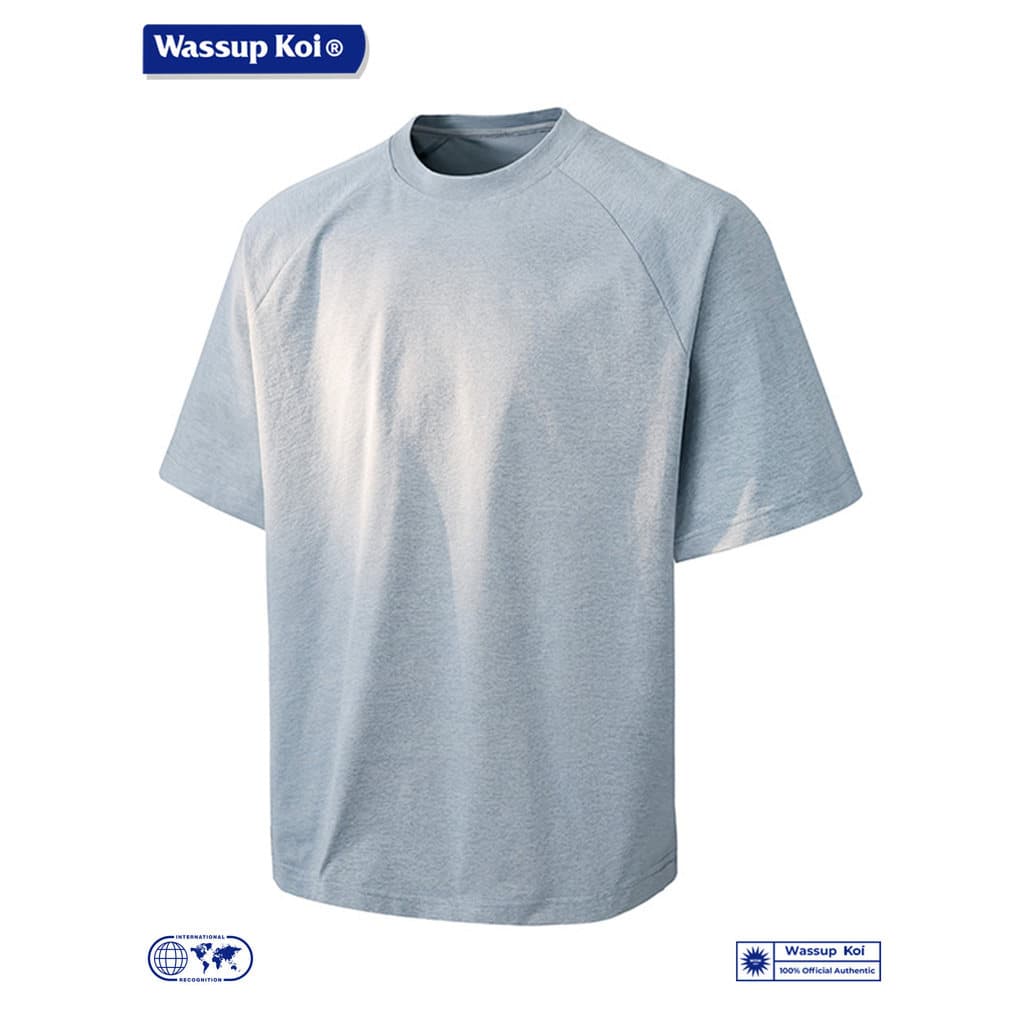 WASSUP KOI Verão Cor Sólida All-Match Camiseta de Manga Curta Masculina Solta Casual Gola Redonda Mangas Raglan Tren