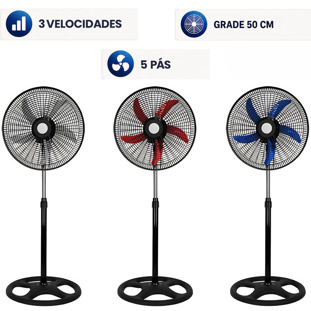 Ventilador De Armar Coluna 50cm De Chão Regulável Vento Forte 3 Velocidades Silencioso 60W
