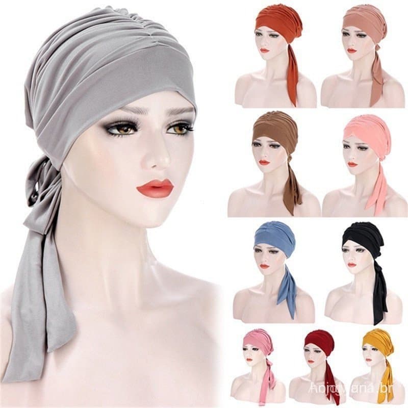 Mulher Turban Hijab Câncer Cabeça De Lenço Chapéu De Quimioterapia Pré-Amarrado (WL2BR0627)
