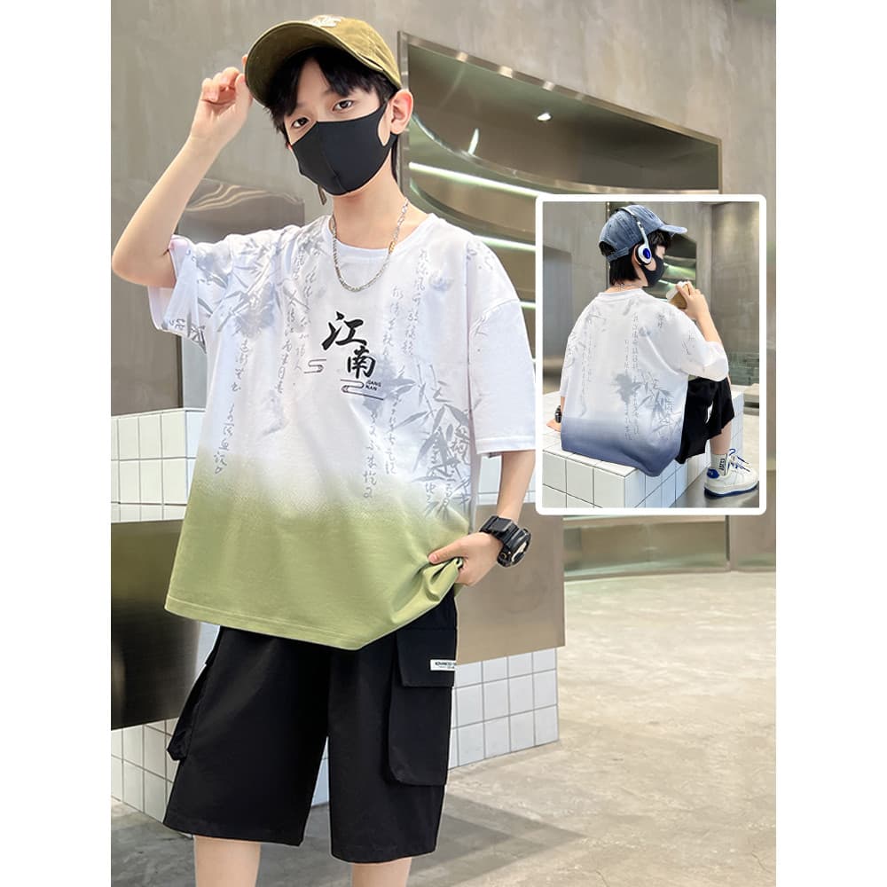 Roupas infantis meninos camiseta de manga curta estilo chinês estilo fino roupas de verão 2026 novo estilo grande camise