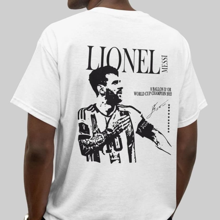 Camiseta Jogador Lionel Messi World cup champion Futebol Bola Goat Unissex 100% algodão