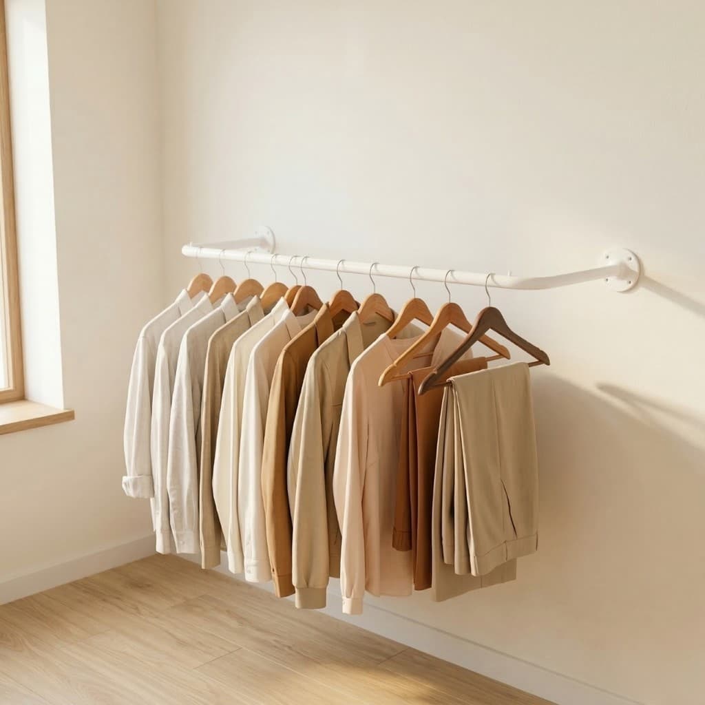 Kit Araras Para Roupas de Parede Metálica Preta ou Branca