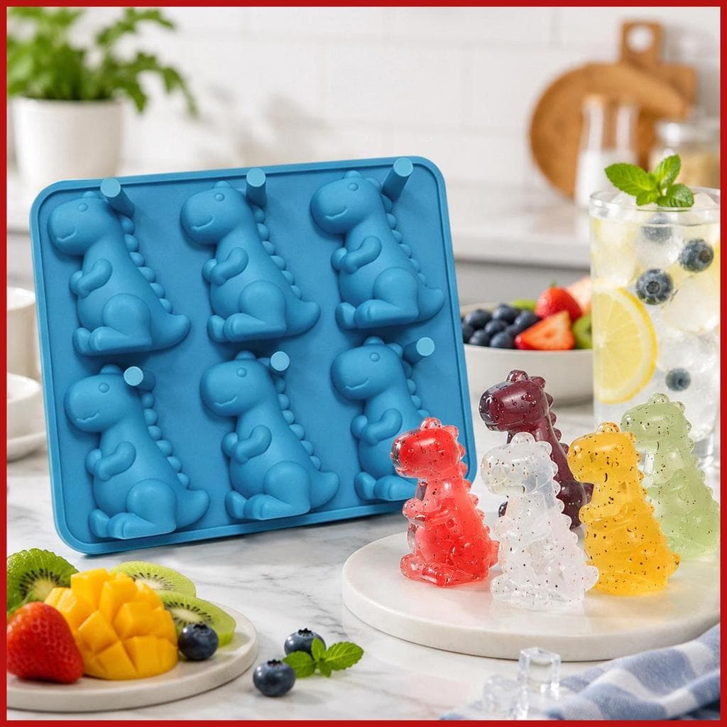 Bandejas De Gelo Para Freezer Dinossauro Fácil Liberação À Prova De Vazamento Seguro Silicone Bandeja Cubo Molde pomermy