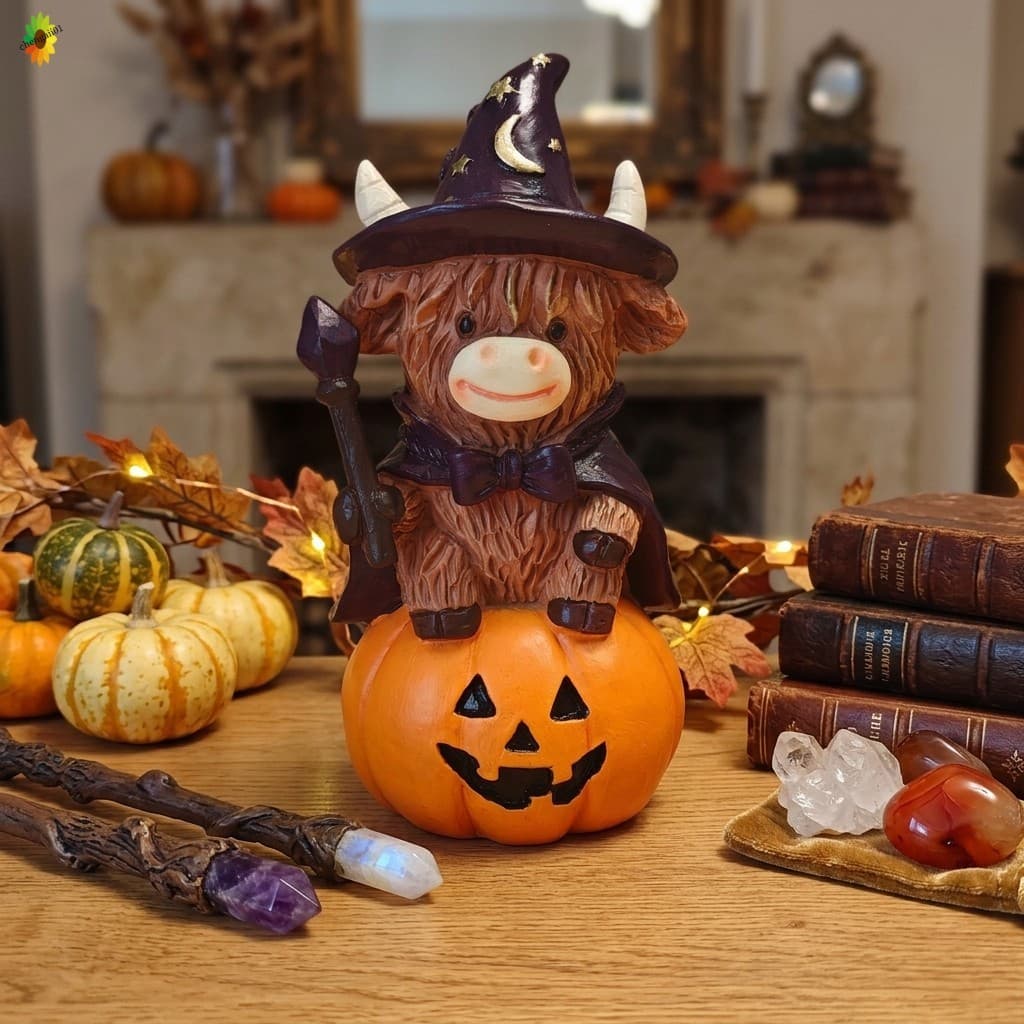 Halloween Resina Bruxa Vassoura Abóbora Decoração Ornamento De Festa Em Casa