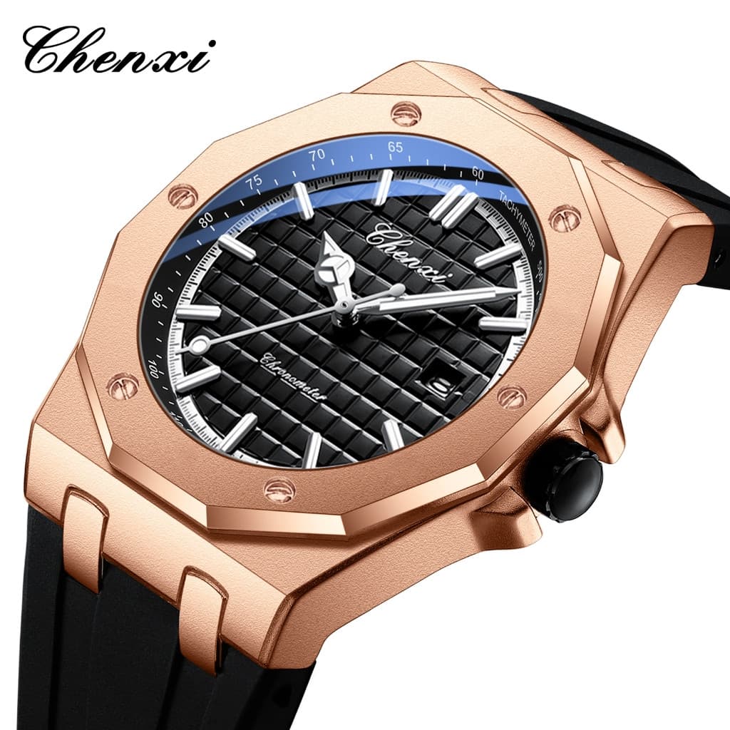 CHENXI 8268 Relógio De Quartzo Masculino Tendência Da Moda Pulseira De Silicone Calendário Luminoso