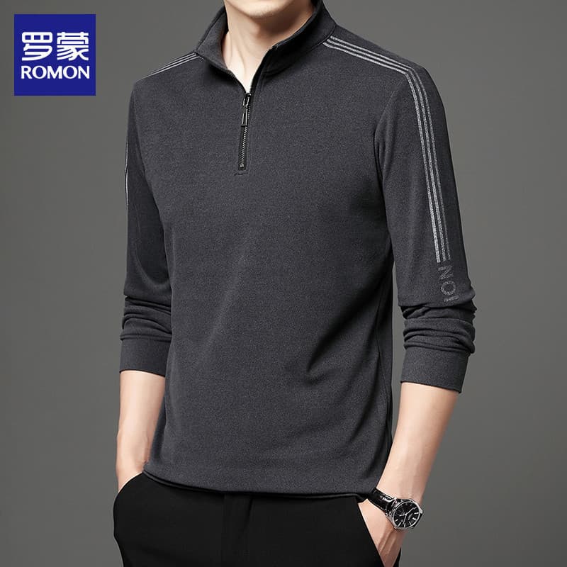 Lomon moletom masculino 2026 outono novo estilo pulôver gola alta Bottoming topo Casual negócios de manga comprida camis