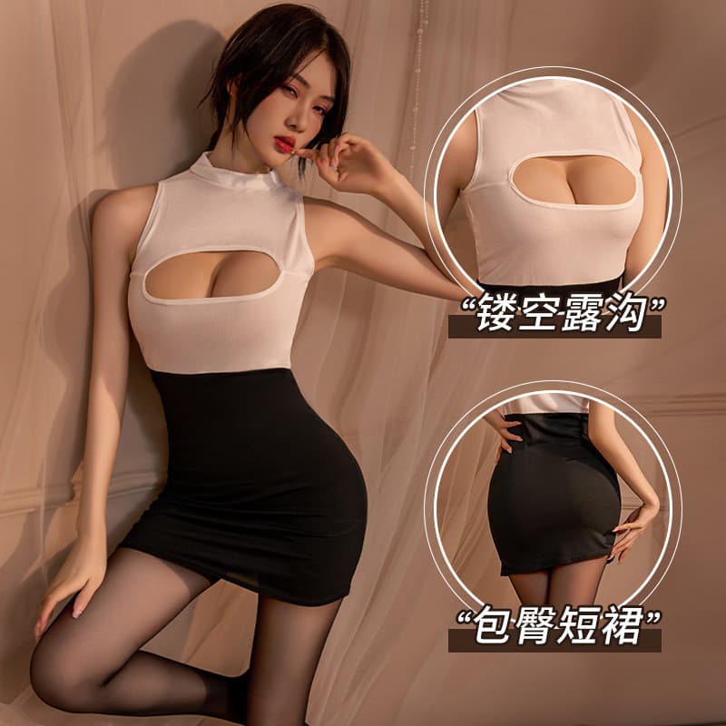 Novo produto sentimento roupa interior picante oco tentação uniforme feminino magro secretário Hip saia uniforme tentaçã
