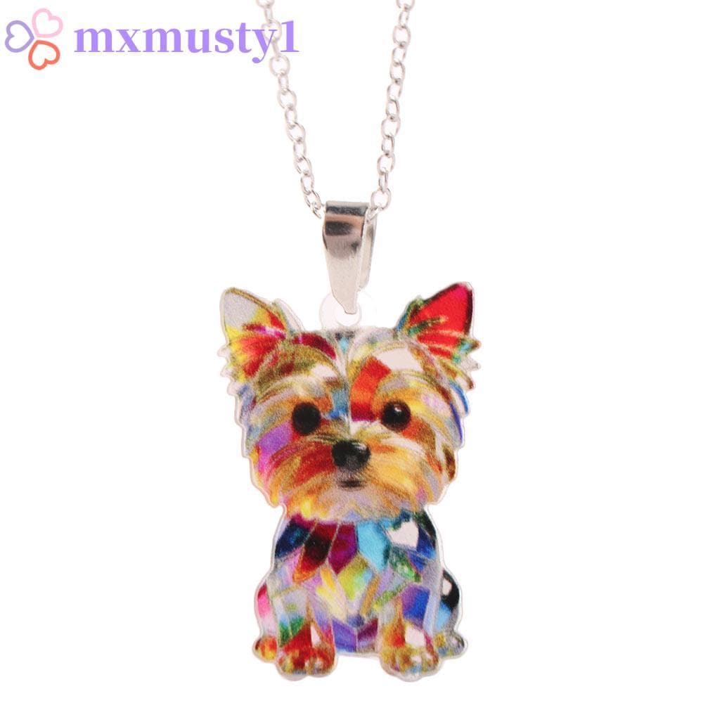 Colar MXMUSTY Yorkshire Terrier , Corrente De Pescoço De Cachorrinho Fofa De Acrílico , Com Pingente De Cachorro Colorid