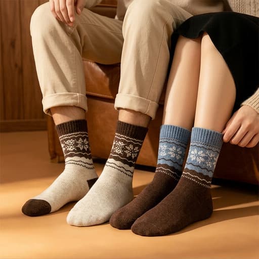 Meias femininas  de dormir quentinhas lã macia cano médio feminino conforto doméstico noite de inverno Brasil