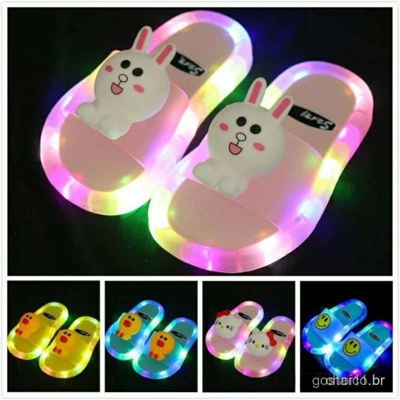 Chinelos Infantis Unissex com Luzes LED Transparentes