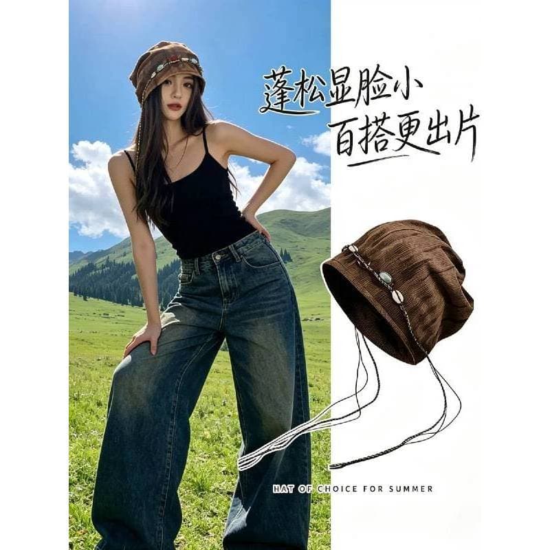 Xinjiang Travel Wear Pilha Chapéus Mulheres Verão Big West Northwest Foto Atmosfera Baotou Boné Estilo Merader Boné Lega