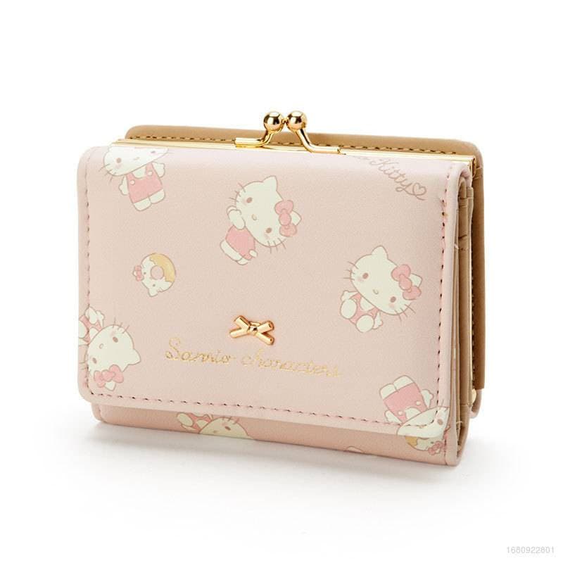 Sanrio mymelody Kuromi Pompom Purin PU Carteira Curta Feminina Com Fivela De Zíper Bolsa De Personalidade De Desenho Ani