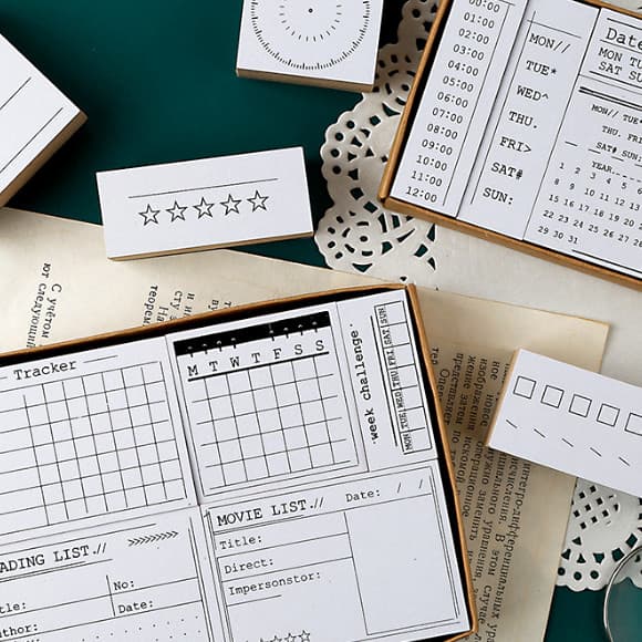 Manual de planejamento de tempo selo relógio registro data calendário TODO lista planejamento semanal calendário calendá