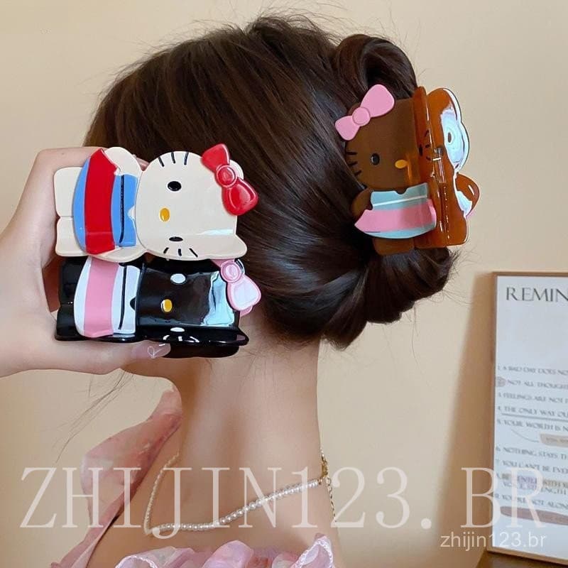 Lindos Clipes de Cabelo Sanrio Hello Kitty, Adequados para Mulheres e Meninas, Clipes de Cabelo de Desenho Animado E7GC