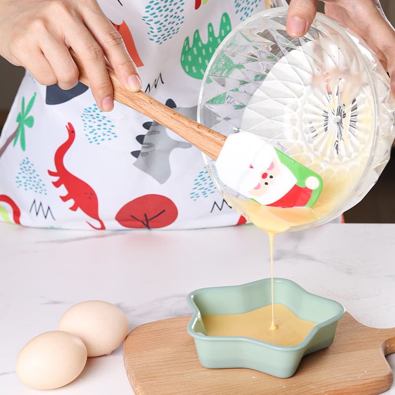 Espátula de Silicone com cabo de madeira, espátula de creme, espátula de natal, faca de agitação de manteiga, d