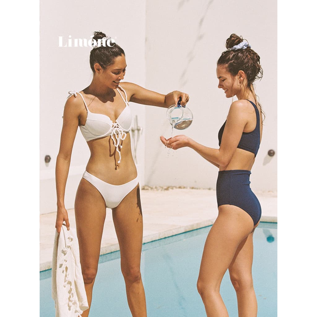 [Tempo limitado 20% de desconto] Limone Split Maiô Feminino Biquíni Branco Terno de Duas Peças Ilha de Férias Lindo Maiô