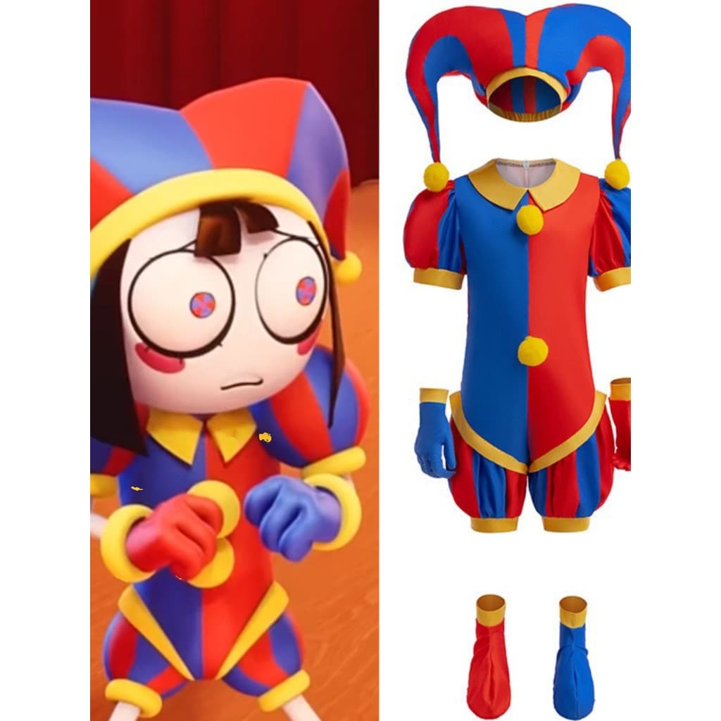 Novo estilo número mágico das crianças circo pomni pomni traje Halloween palhaço cos evento traje