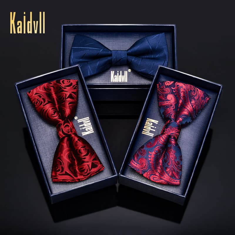 Gravata borboleta vermelha vermelha para noivo, gravata borboleta masculina para casamento, camada dupla, gravata borbol