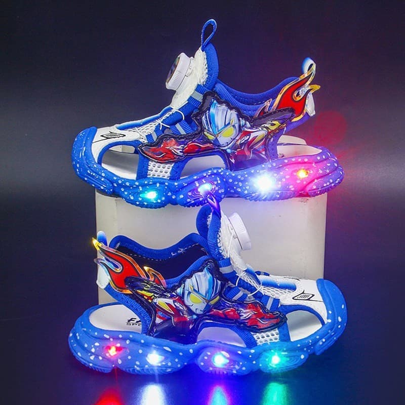Envoltório de cabelo luminoso com luz crianças sandálias meninos pé meninos sapatos piscando luz meninos bebê três quatr