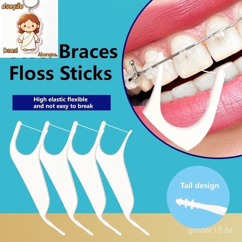 50 PCs/saco Fio Dental Ortodôntico Cuidado Oral