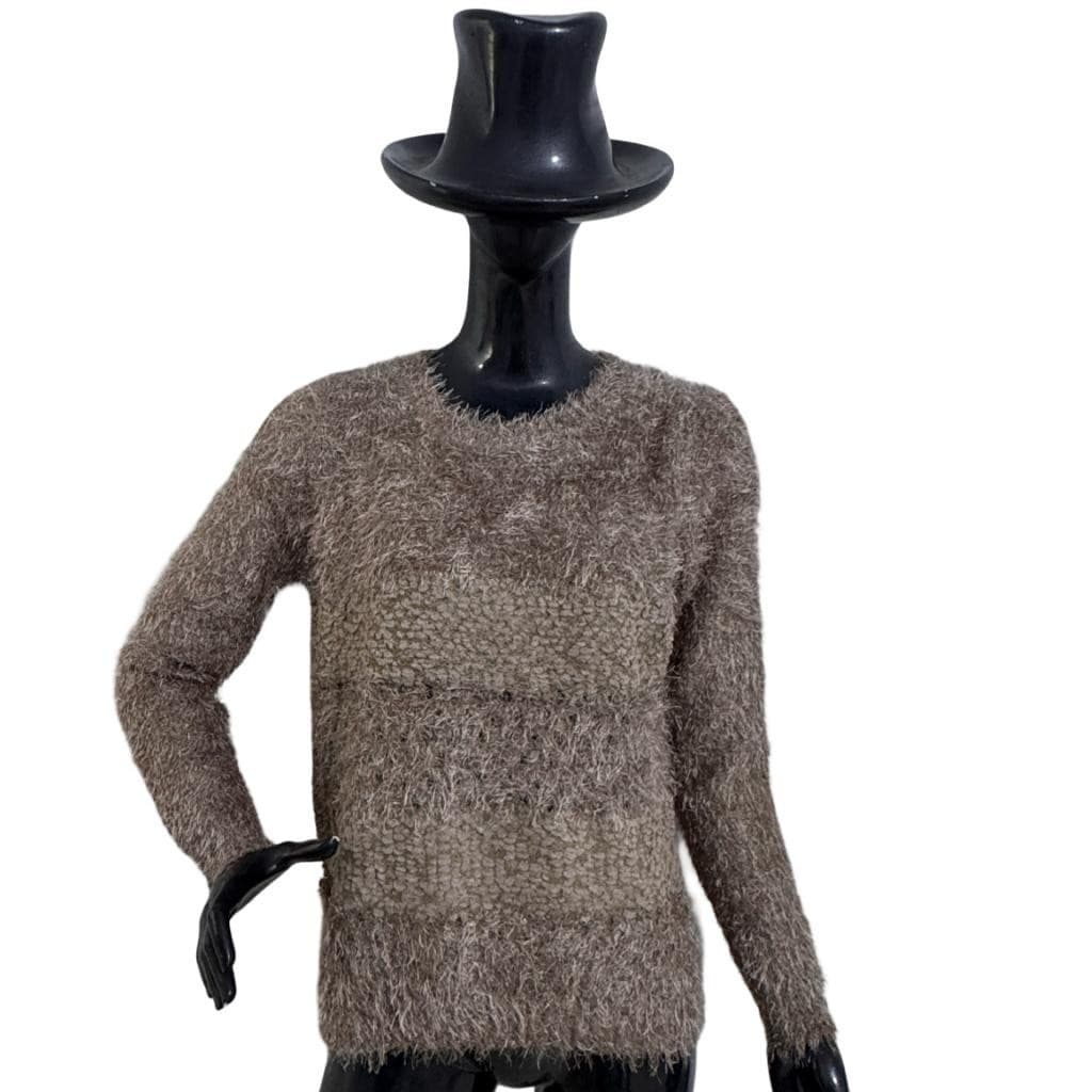 Blusa feminina peludinha inverno quente gola redonda manga longa aconchegante  REF 8257 PLUSH