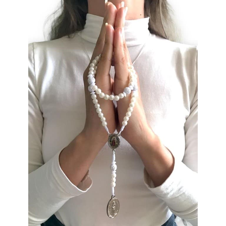 Terço Pérola Medalha Resinada Nossa Senhora Das Lágrimas, Terço Coroa Das Lagrimas