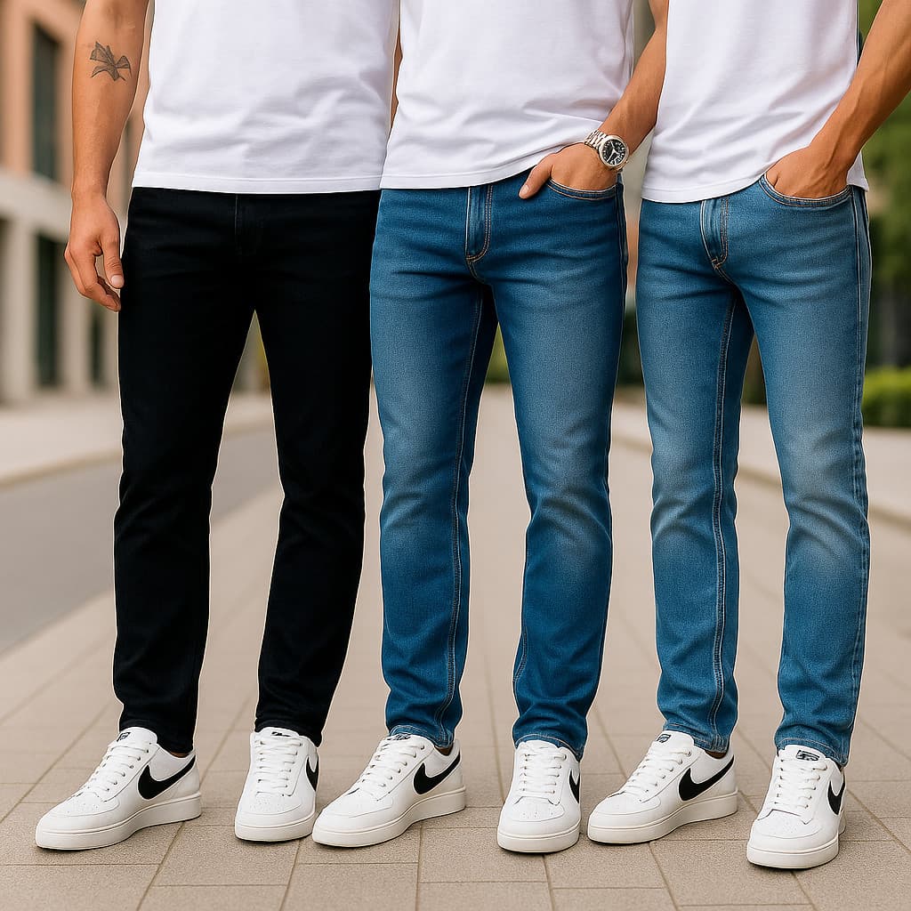 Kit 3 Calca Jeans Slim Masculina Casual Conforto Estilo Moderno Presente Pai