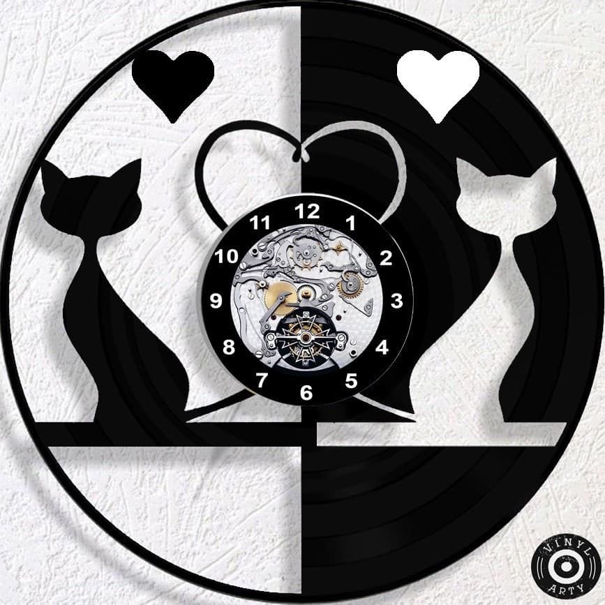 Relógio de Parede Relógio de parede Gato- Real - Gatos Relógios de parede Disco de Vinil Decorativo