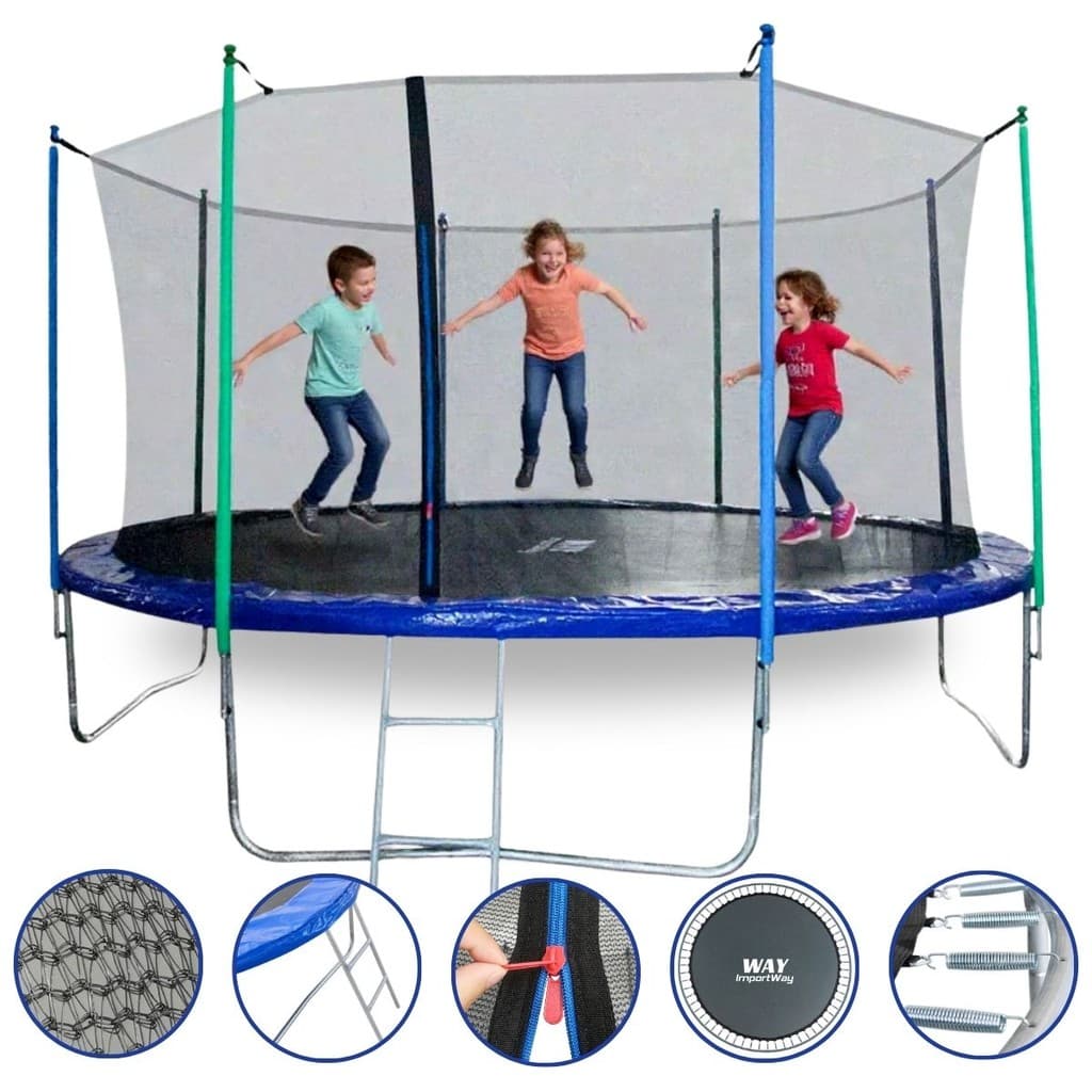 Cama Elástica Infantil Grande 427cm Com Rede de Proteção e Escada Pula Pula Completo