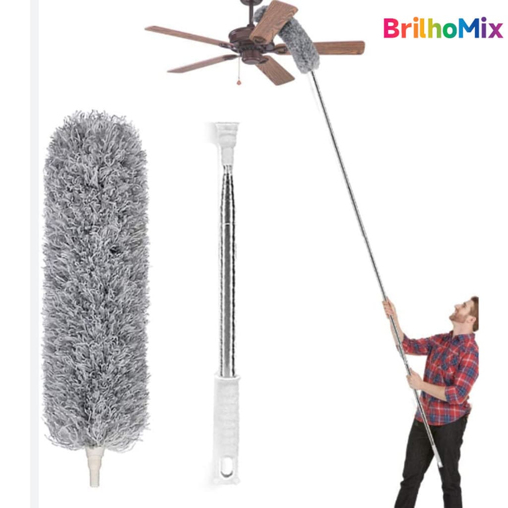 Espanador Telescópico Profissional 280cm – Pó para Teto, Ventilador de Teto e Lustres