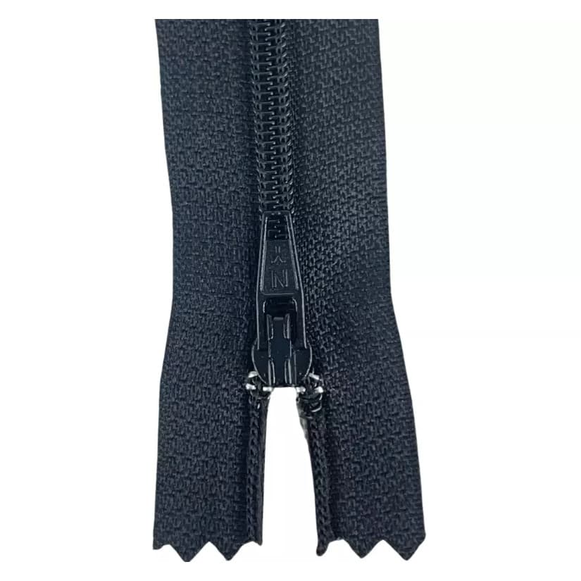 10 Ziper Comum Nylon Fino - 18cm - Nº3 - COR:PRETO-310