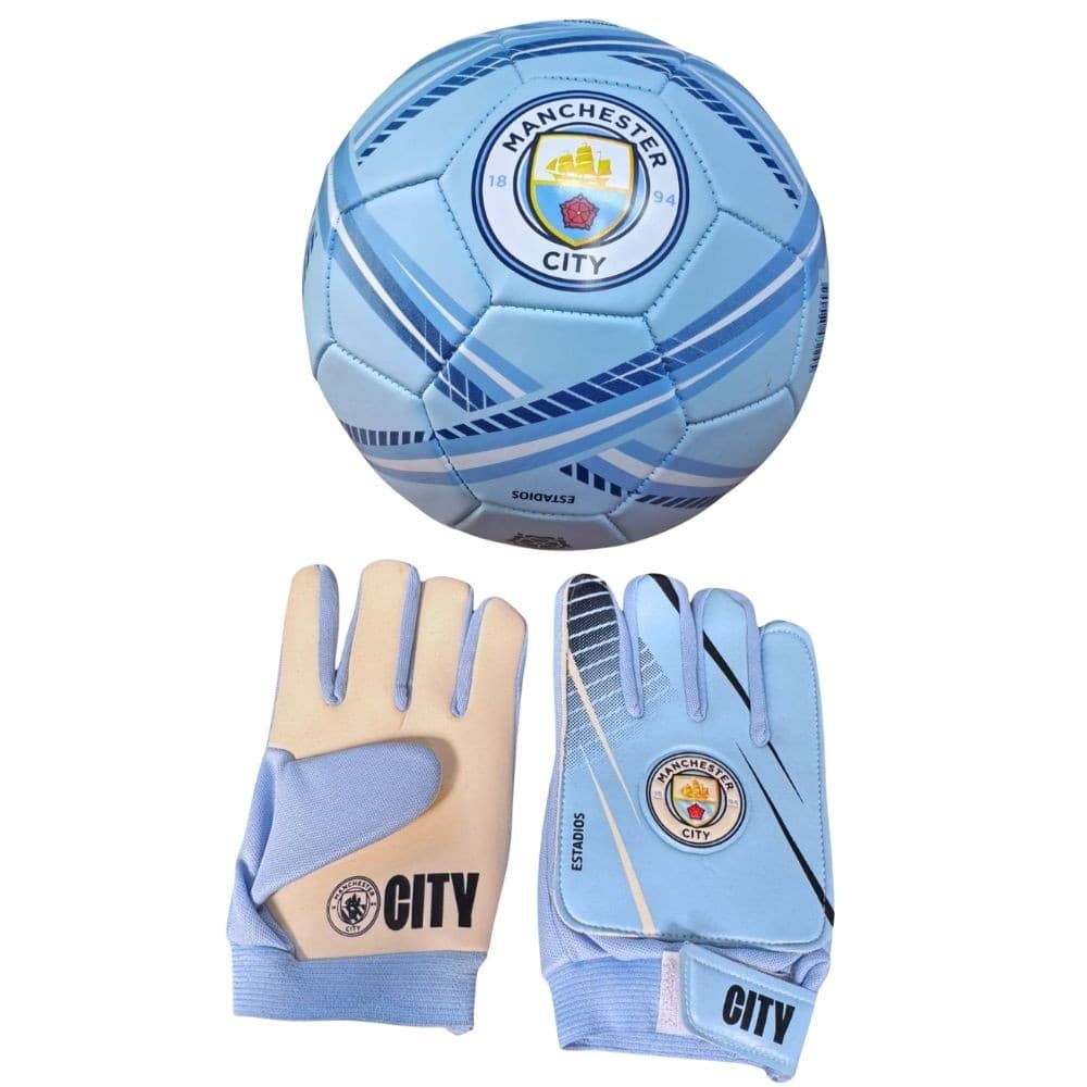 Kit Luva Infantil DRB Goleiro + Bola Manchester City Futebol Campo Licenciada Original