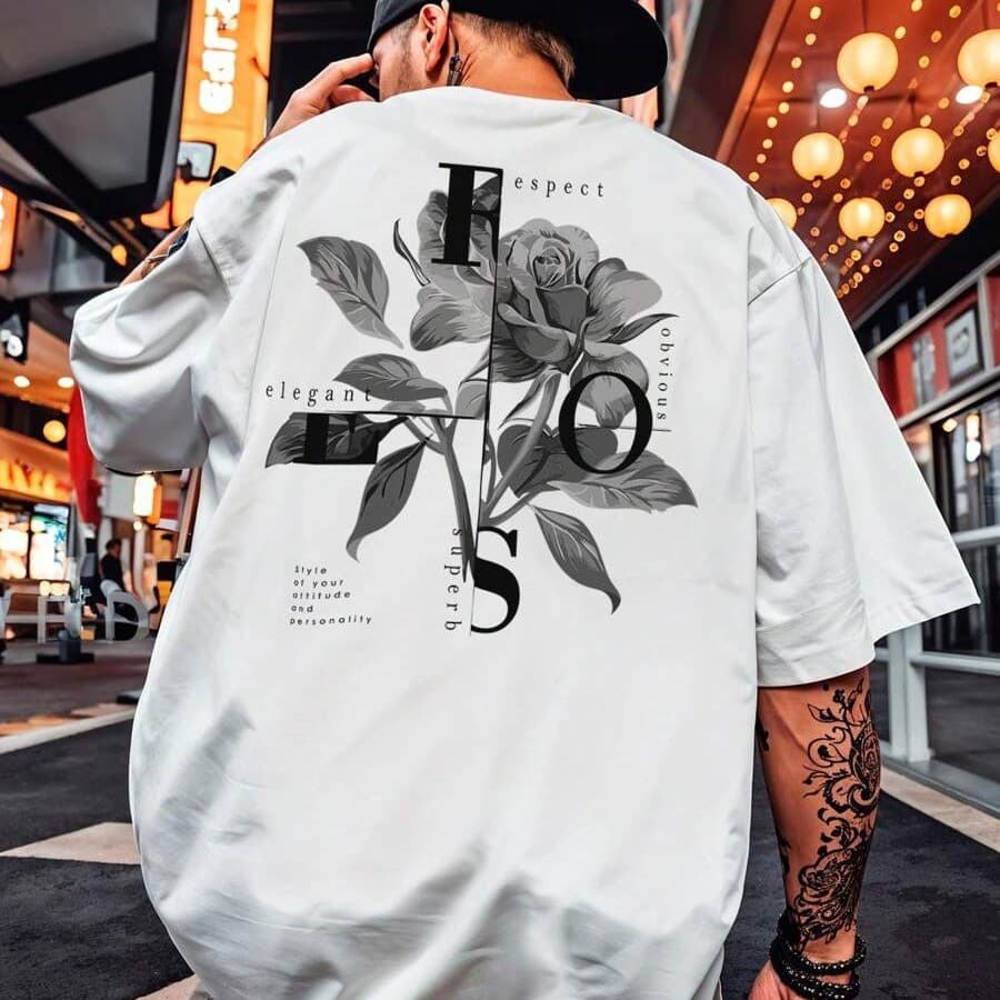 Camista Camisa Streetwear  Algodão Rose Rosar Gola Redonda Casual