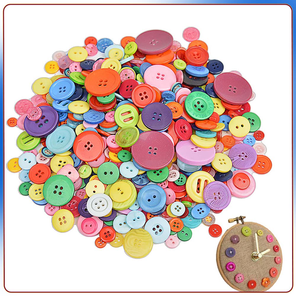 500-600 botões artesanais em cores variadas, botões redondos de resina para decoração artesanal DIY pintada à mão