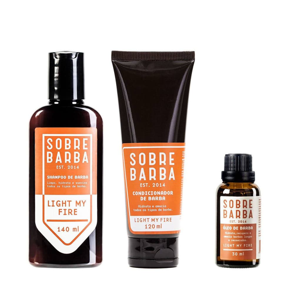 Kit Sobrebarba - Shampoo, Condicionador e Óleo de Barba - Light my Fire