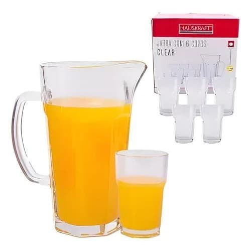 Conjunto Jarra De Suco Clear 6 Copos Hauskraft Incolor
