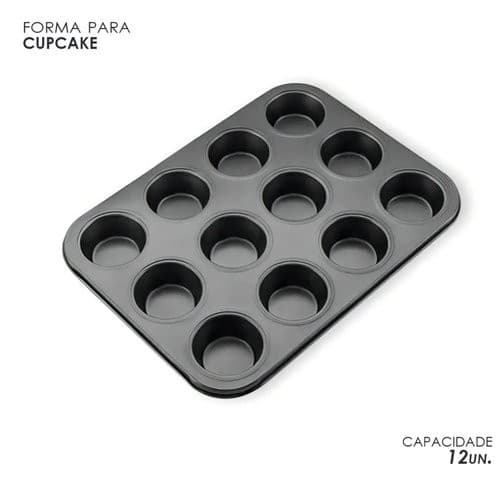 Forma de Silicone Antiaderente Cupcake 12 Cavidades Mini Muffin