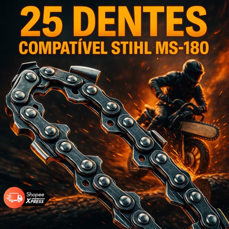 Corrente para Motosserra Compatível Stihl MS-180 25 Dentes 1,1mm 3/8