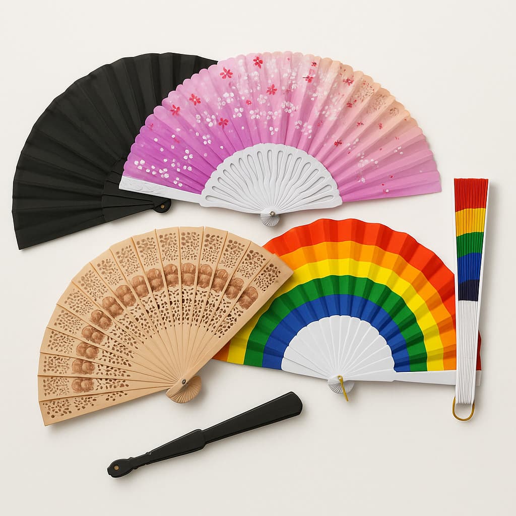 Leque de Mão Colorido Estampado Grande – Abanador para Eventos, Shows e Carnaval