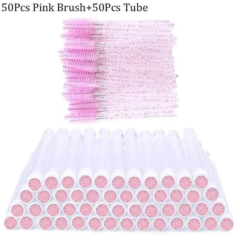50 Pçs Diamante Sobrancelha Escova Tubo Vazio Reutilizável Lash Rímel Varinha Caso Substituível Cristal Cílios À Prova D