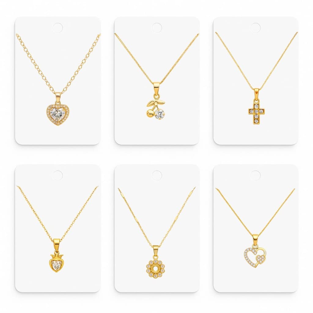 Kit 05 Colares Feminino Folheado A Ouro 18k, Atacado!
