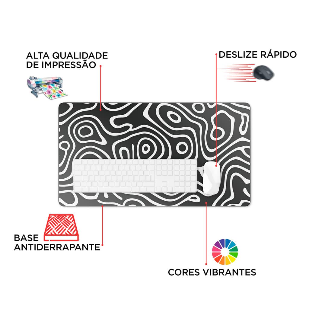 MousePad Grande Deskpad Gamer Grande 80x30 Com Borda Costurada E  Premium Mouse Pad Grande RGB