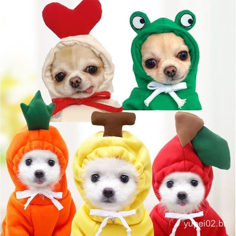 Moletom Com Capuz Para Cachorro De Desenho Animado Roupa De Inverno Cães Pequenos Jaqueta