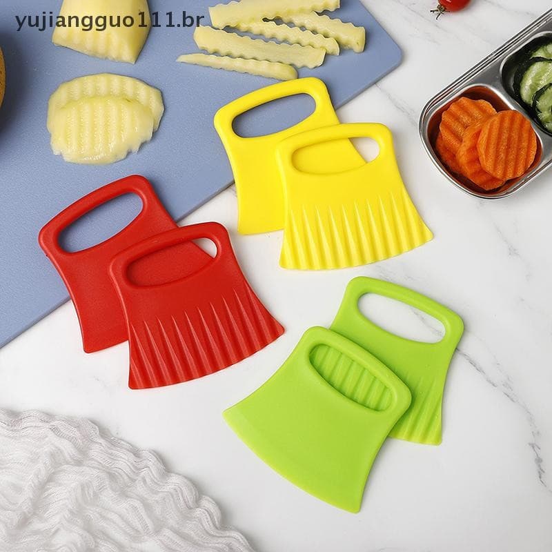 # Novo 2 Peças Ferramenta Picadora Ondulada De Cozinha Para Vegetais Cortador De Dobras Batatas Corte Multifuncional Tom