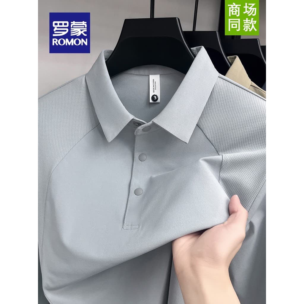 Lomon masculino novo estilo primavera outono leve costura camisa Polo moda simples Casual lapela manga comprida camiseta