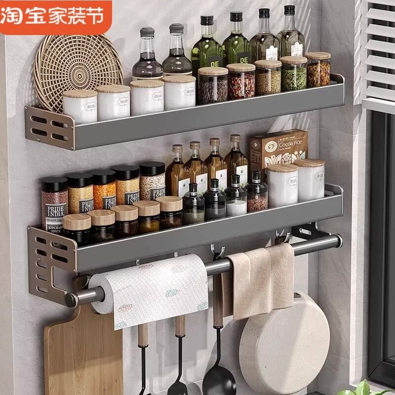 Prateleira multifuncional sem perfuração, montagem na parede, utensílios de cozinha, rack de armazenamento, cabide de co