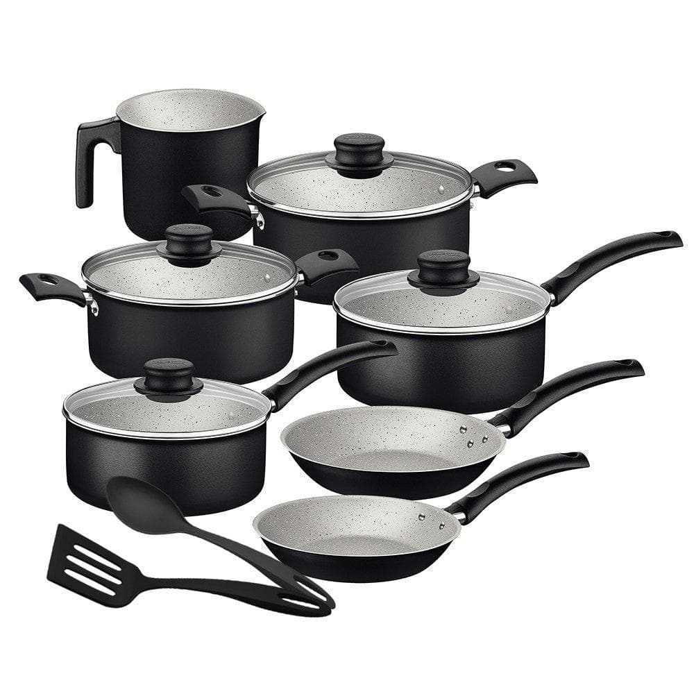 Jogo de Panela Tramontina Turim Aluminio Starflon 7 Peças Preto + 2 Utensilios